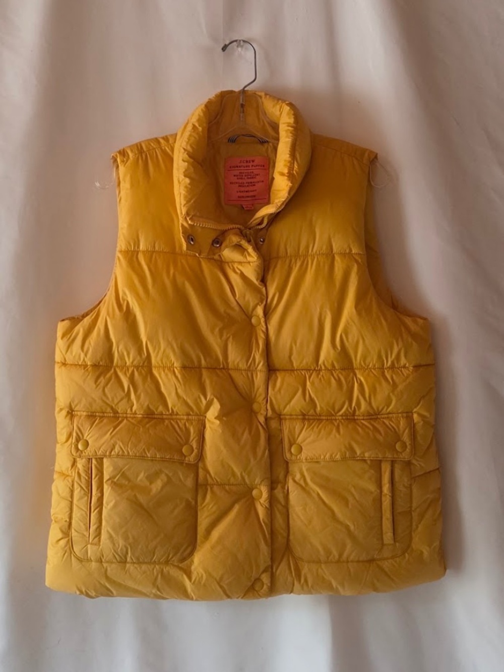 J. Crew Signature Re-Imagined Puffer Vest Yellow Quilted Size M